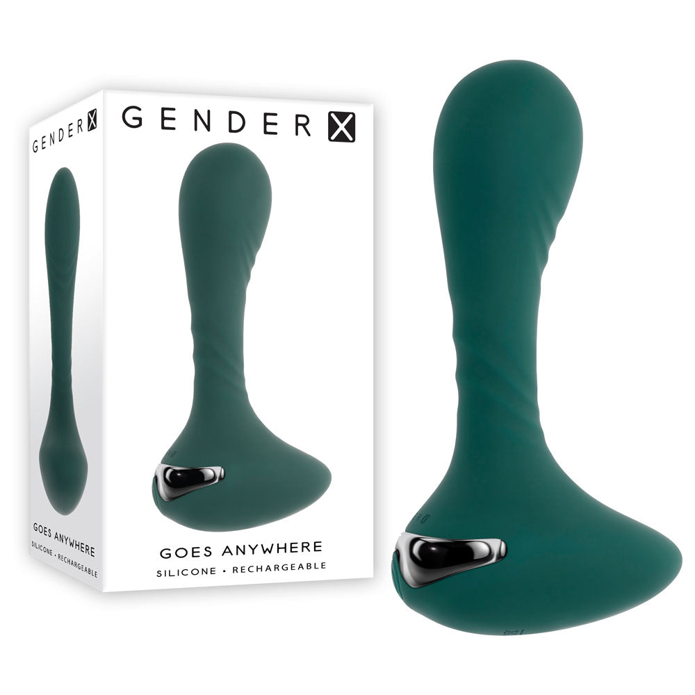 Gender X GOES ANYWHERE - Green 12.4 cm USB Rechargeable Vibrator - Hush Store Sydney 