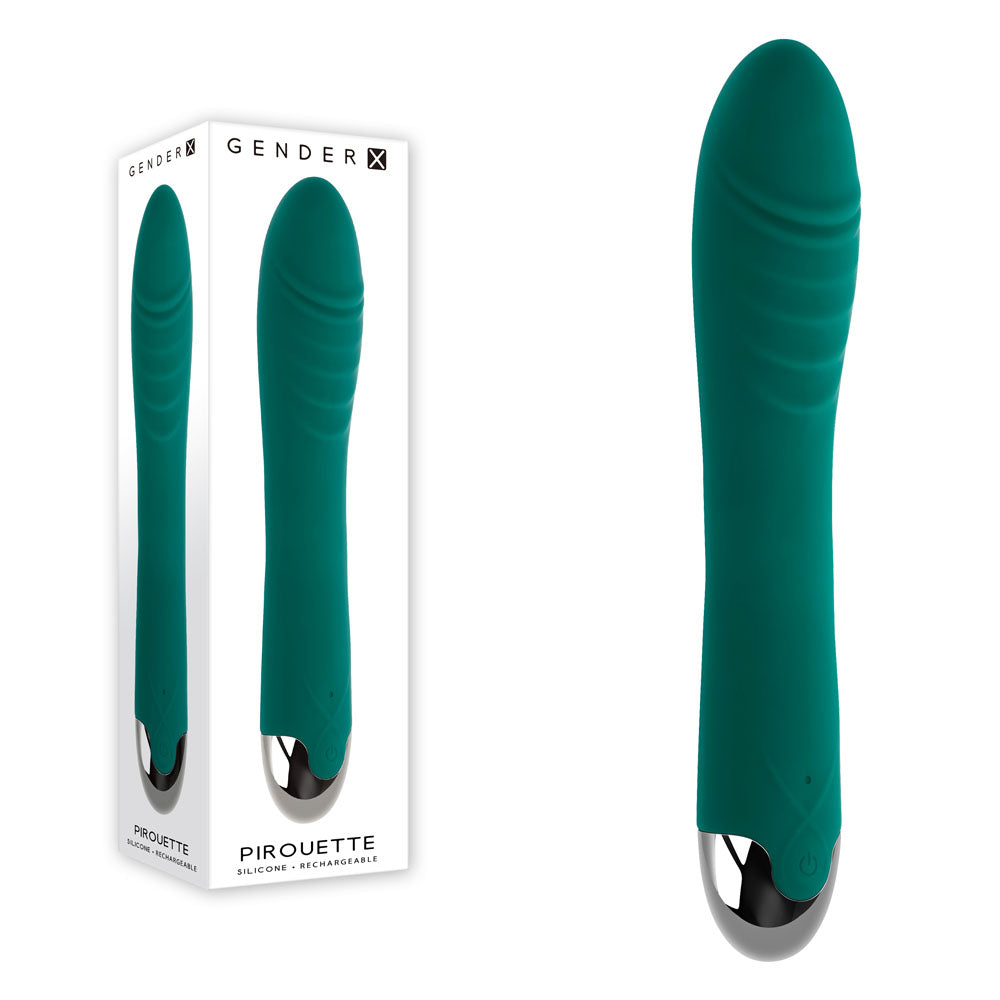 Gender X PIROUETTE - Green 20.6 cm USB Rechargeable Vibrator - Hush Store Sydney 