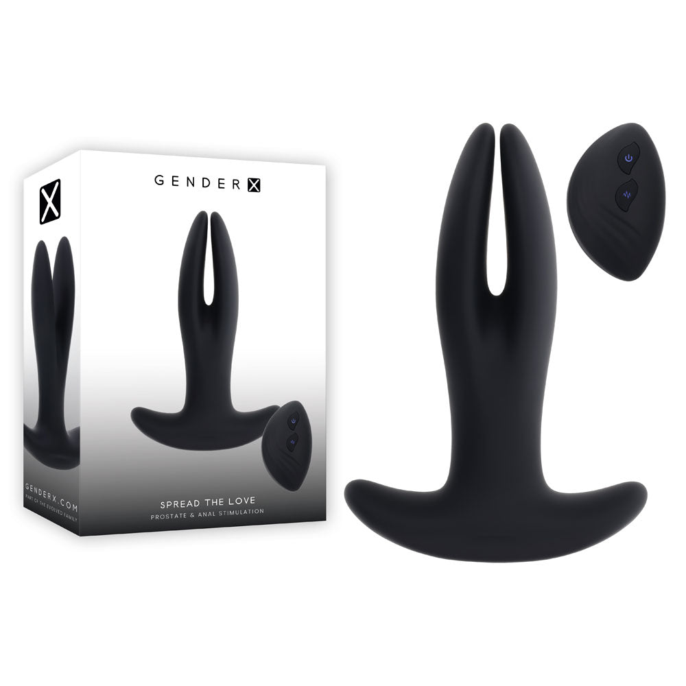 Gender X SPREAD THE LOVE - Black USB Rechargeable Stretching Anal Plug with Wireless Remote - Hush Store Sydney 