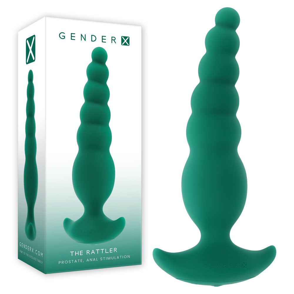 Gender X THE RATTLER - Green 17 cm USB Rechargeable Vibrating and Twirling Anal Plug - Hush Store Sydney 