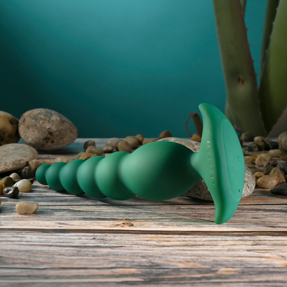 Gender X THE RATTLER - Green 17 cm USB Rechargeable Vibrating and Twirling Anal Plug - Hush Store Sydney 