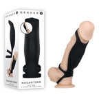 Gender X ROCKETEER - Black USB Rechargeable Vibrating Penis Sleeve - Hush Store Sydney 