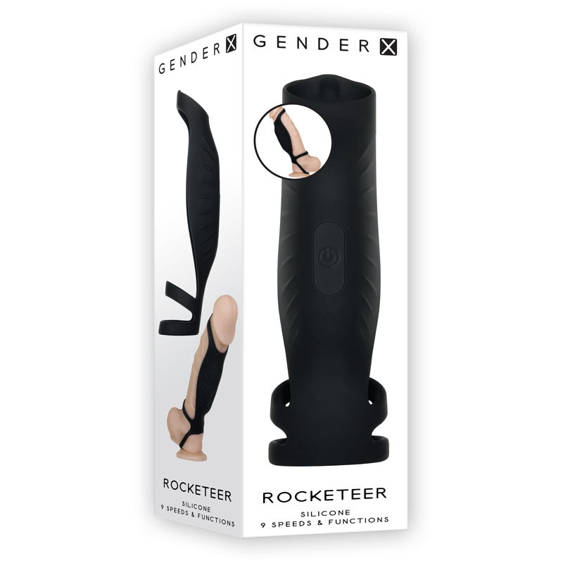 Gender X ROCKETEER - Black USB Rechargeable Vibrating Penis Sleeve - Hush Store Sydney 