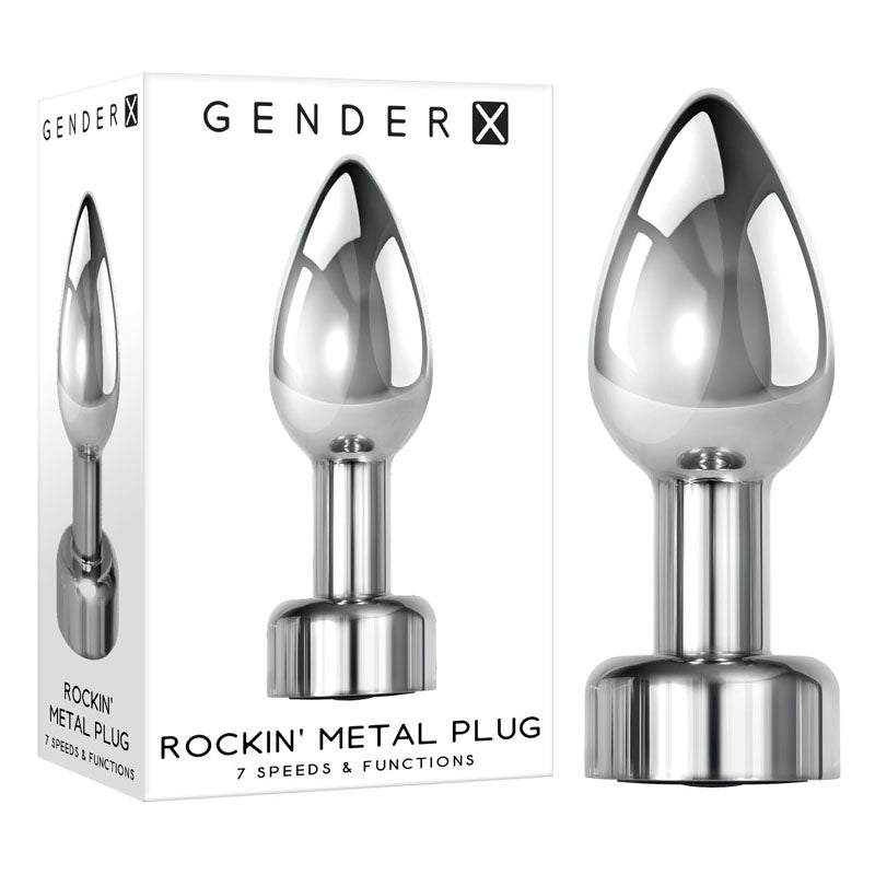 Gender X ROCKIN' METAL PLUG - Metallic 9.3 cm USB Rechargeable Butt Plug - Hush Store Sydney 