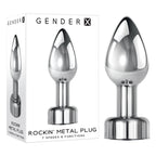 Gender X ROCKIN' METAL PLUG - Metallic 9.3 cm USB Rechargeable Butt Plug - Hush Store Sydney 