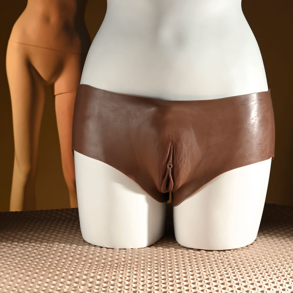 Gender X UNDERGARMENTS - BRIEFS - Dark - Brown Wearable Vagina Briefs - Hush Store Sydney 