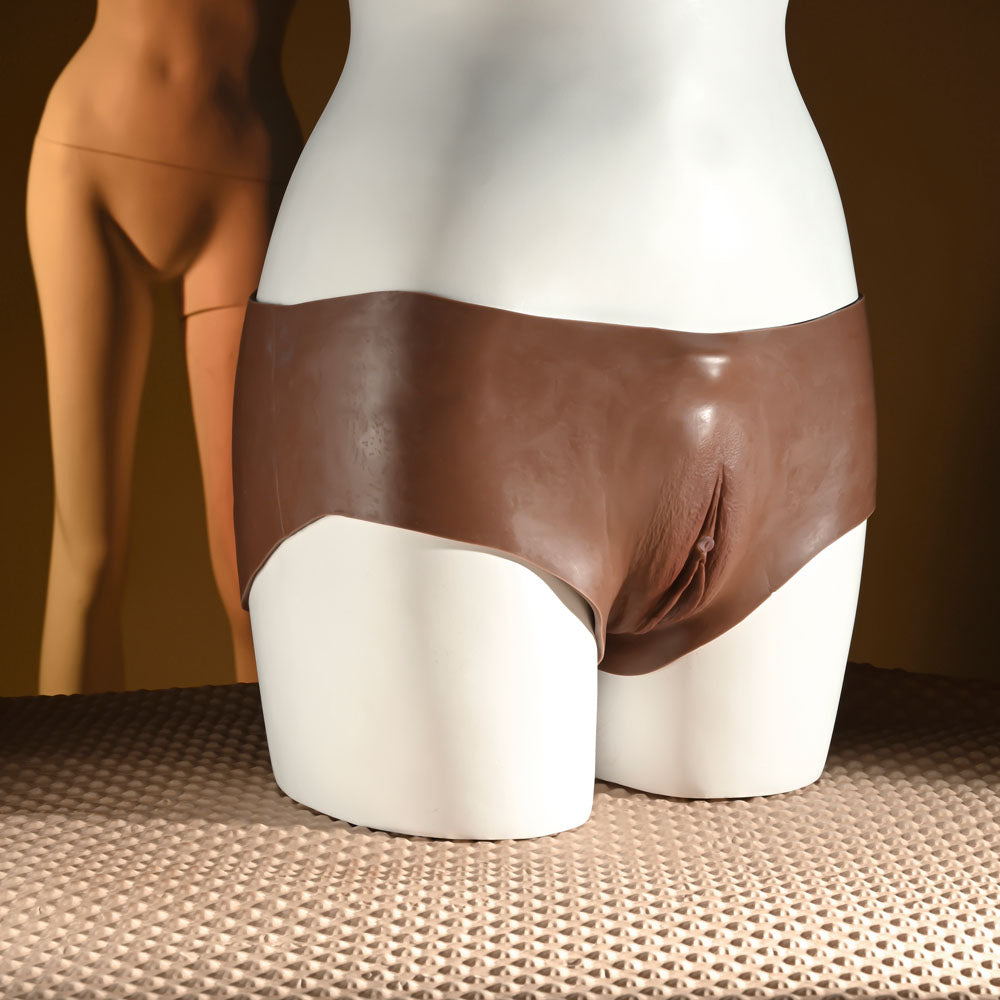Gender X UNDERGARMENTS - BRIEFS - Dark - Brown Wearable Vagina Briefs - Hush Store Sydney 