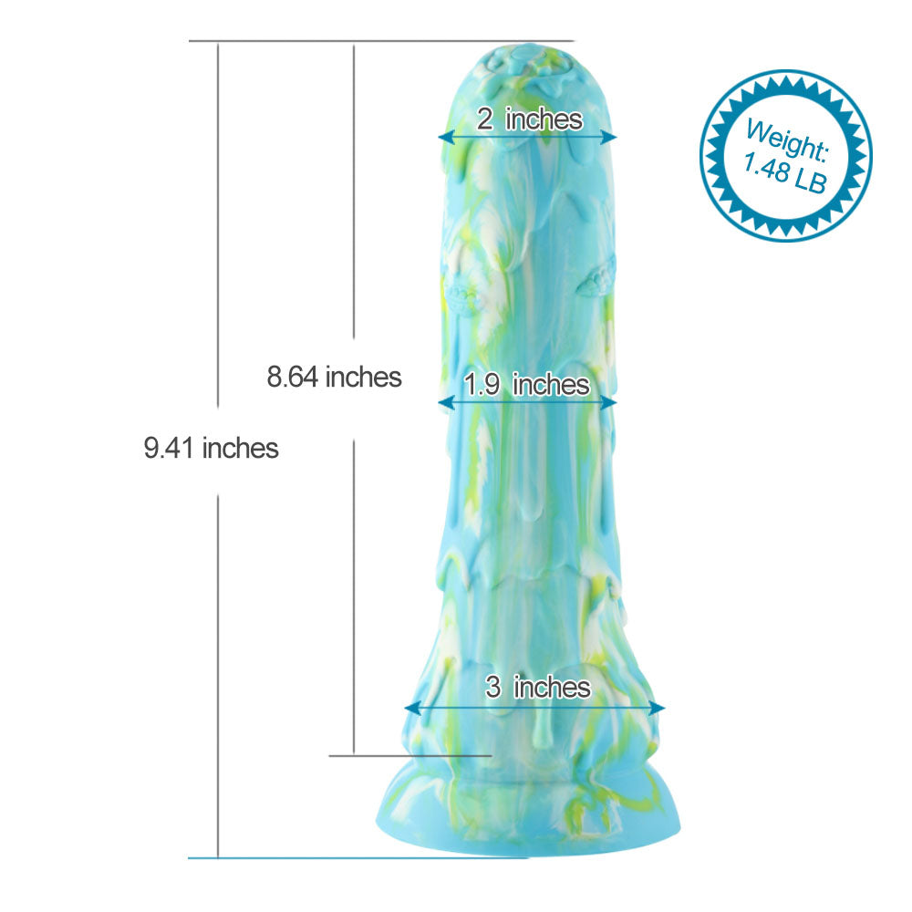 HiSmith Melting Snow Dildo with Kliclok - Blue 23.9 cm Dildo with Kliclok Machine Attachment