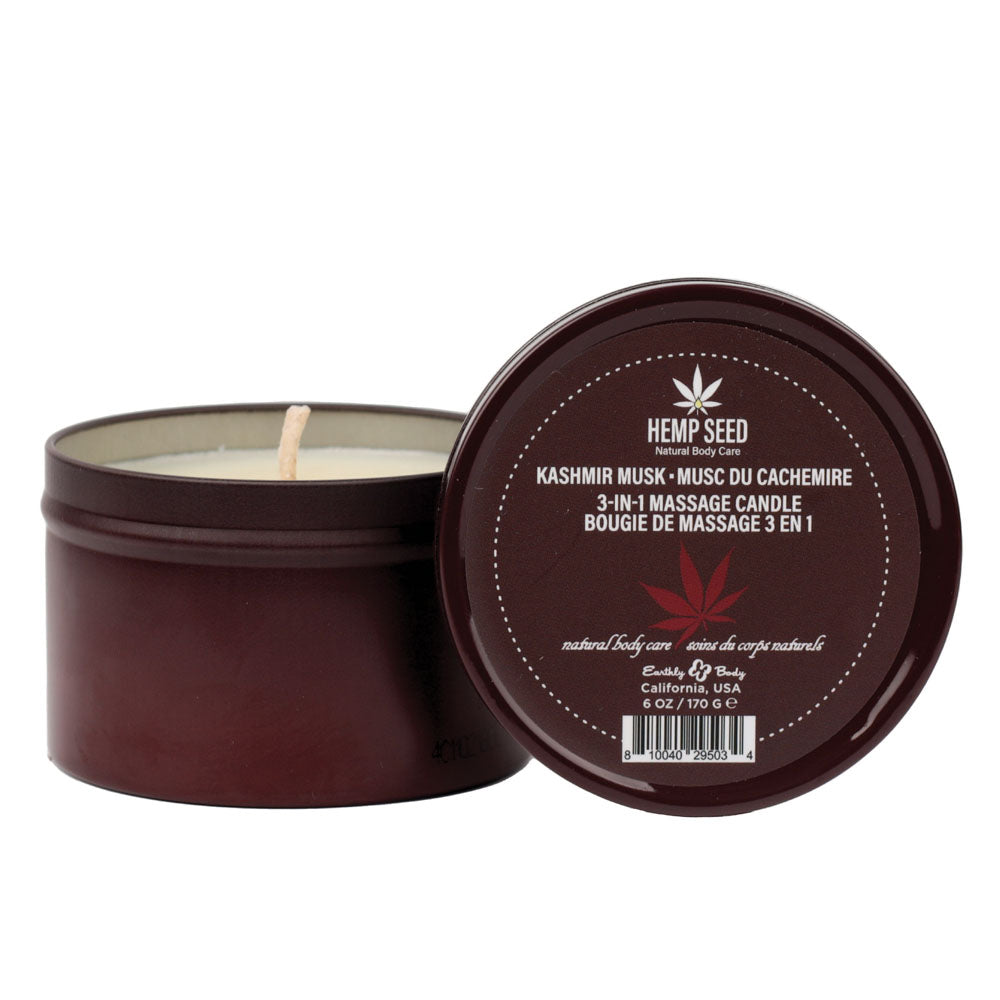Hemp Seed 3-In-1 Massage Candle - Kashmir Musk (Brandy, Magnolia & Vanilla Musk) - 170 g - Hush Store Sydney 