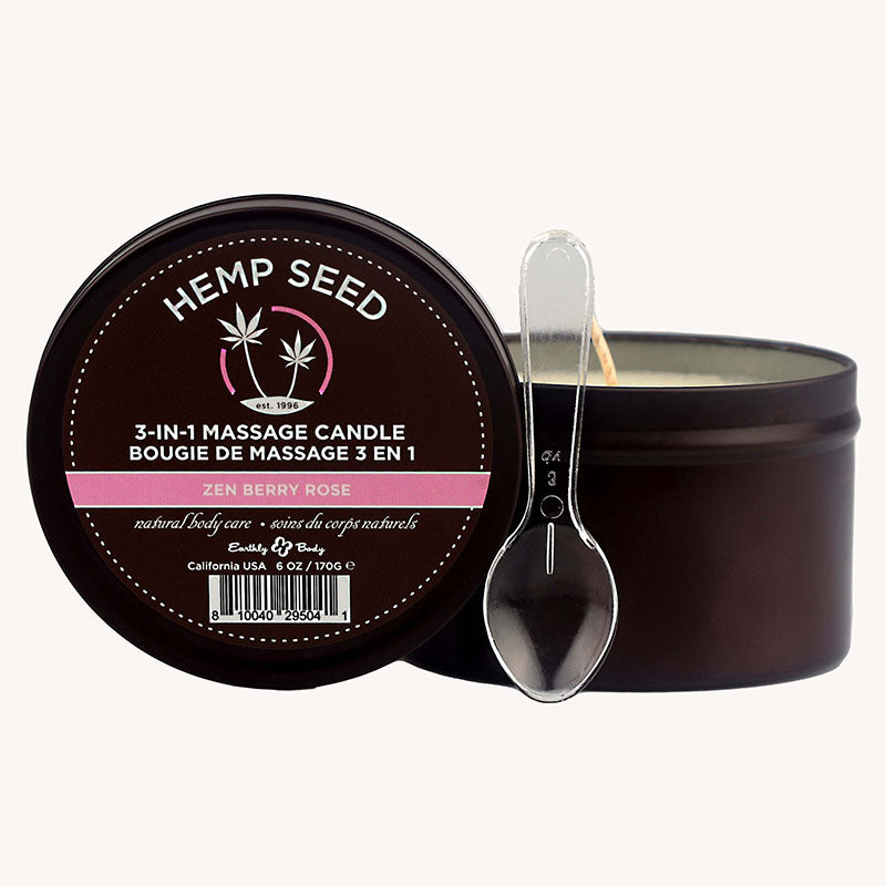 Hemp Seed 3-In-1 Massage Candle - Zen Berry Rose (Blackberry, Yellow Rose & Amber) - 170 g - Hush Store Sydney 