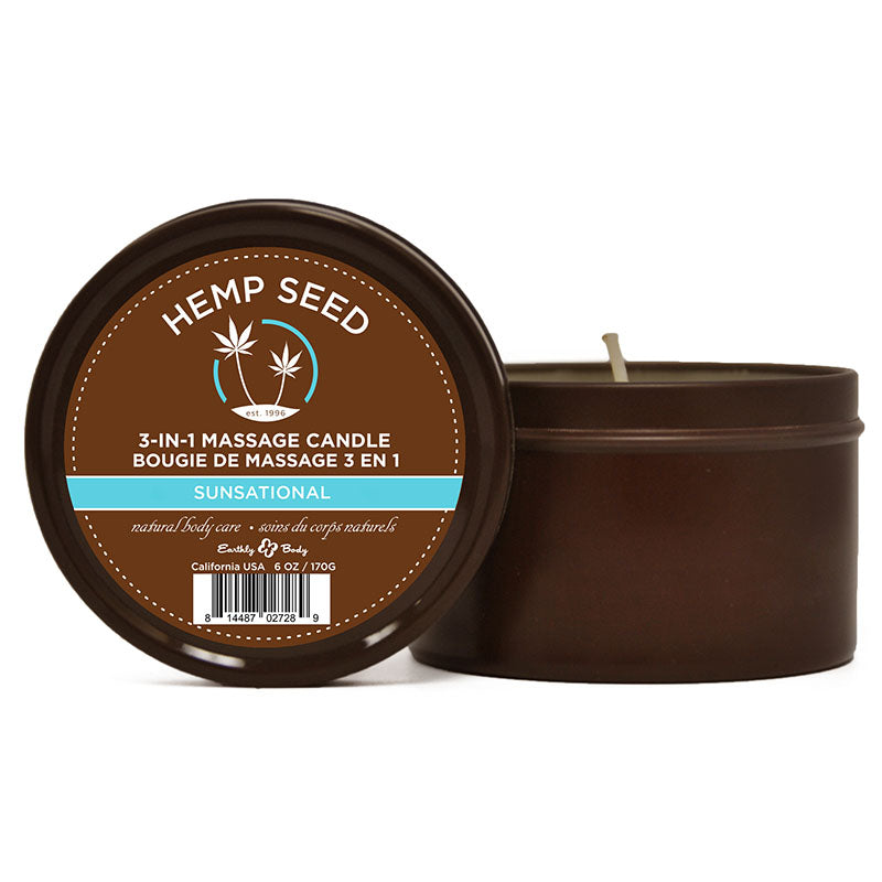 Hemp Seed 3-In-1 Massage Candle - Sunsational (Italian Bergamot, Juniper Berries & White Wood)- 170 g - Hush Store Sydney 