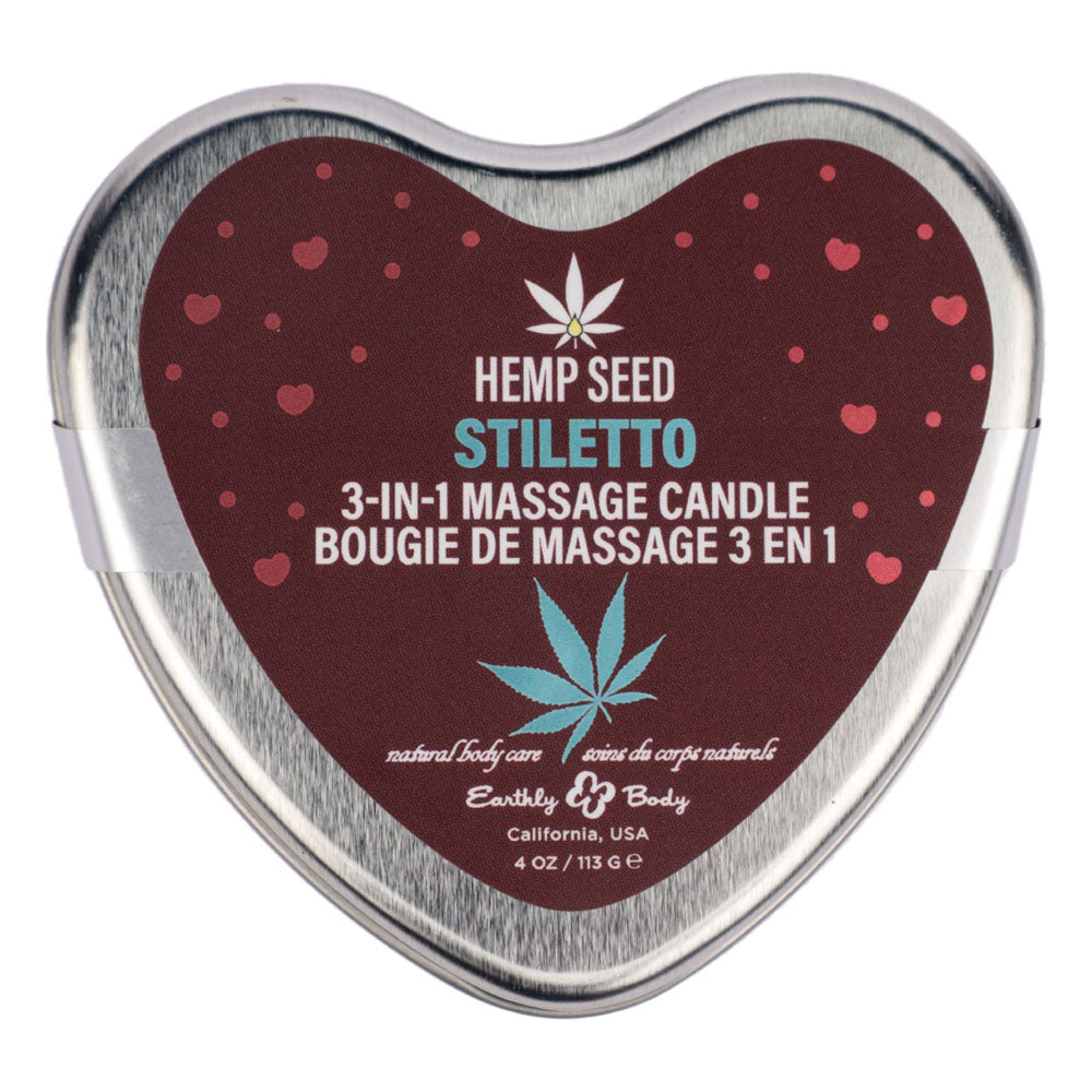 EB Hemp Seed 3 in 1 Massage Heart Candle - Stiletto - Stiletto (Flowering Sage, Wildflower Honey, Creamy Sandalwood) - 113 g - Hush Store Sydney 