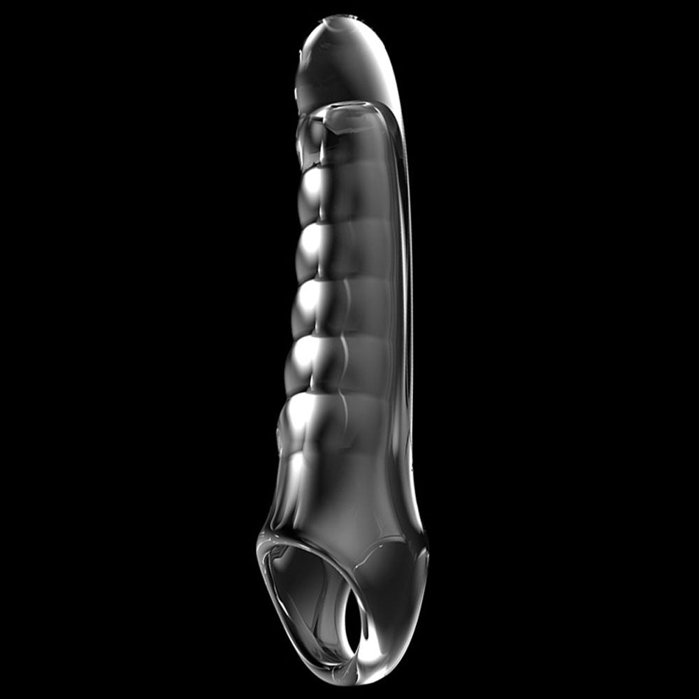 Adam & Eve Ridged Rider - Clear 22.9 cm Penis Extension Sleeve