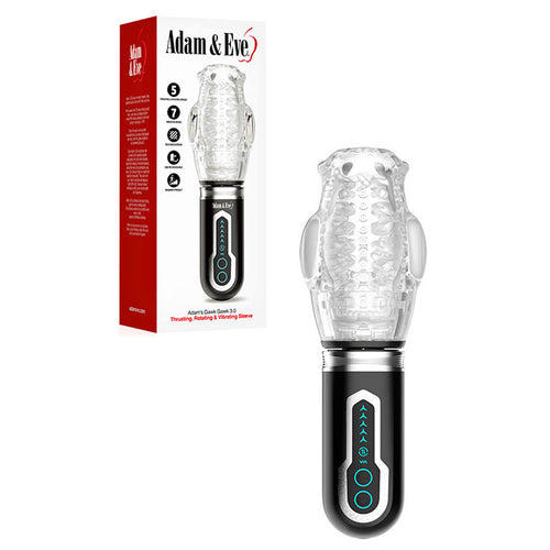 Adam & Eve Adam's Gawk Gawk 3.0 - Clear USB Rechargeable Thrusting, Rotating & Vibrating Masturbator - Hush Store Sydney 