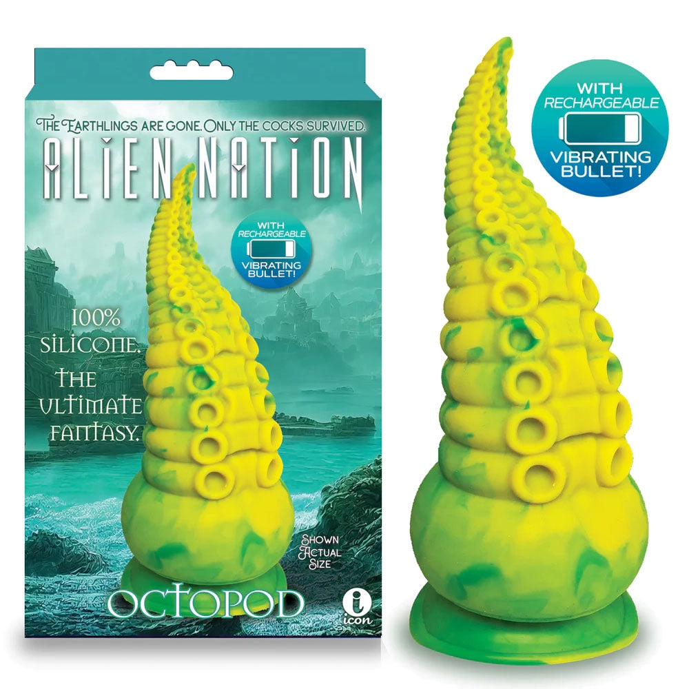 Alien Nation - Octopod - Yellow/Green 22.9 cm USB Rechargeable Vibrating Fantasy Dong - Hush Store Sydney 