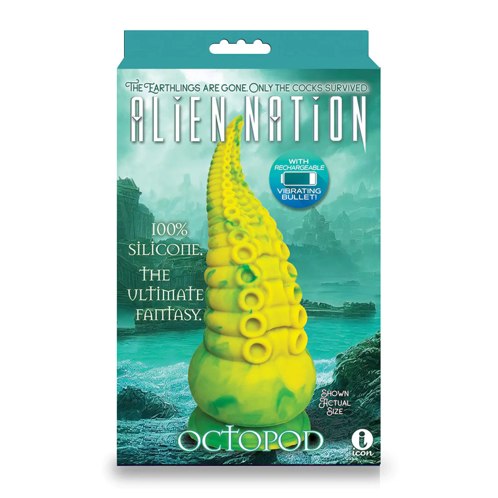 Alien Nation - Octopod - Yellow/Green 22.9 cm USB Rechargeable Vibrating Fantasy Dong - Hush Store Sydney 