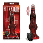 Alien Nation - Fire Dragon - Red/Black 22.9 cm USB Rechargeable Thrusting Fantasy Dong with Remote