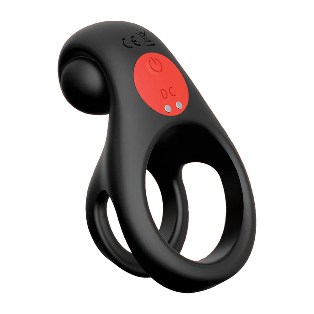 Red Dot Rings - V2 - Black USB Rechargeable Vibrating Cock & Ball Ring with Remote