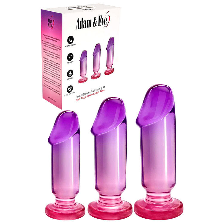 Adam & Eve SUNSET DREAMS Anal Training Kit - Pink/Purple Anal Training Set - Set of 3 Plugs - Hush Store Sydney 