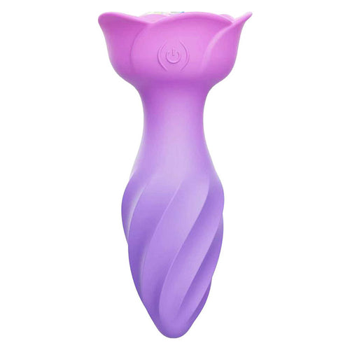 Adam & Eve ROTATING ROSE PLUG - Pink 12 cm USB Rechargeable Rotating & Vibrating Butt Plug with Gem Base - Hush Store Sydney 