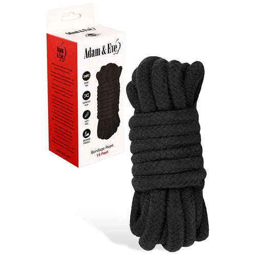 Adam & Eve BONDAGE ROPE - 4.5 metre (15 feet) - Black Bondage Rope - 4.5 metre Length - Hush Store Sydney 