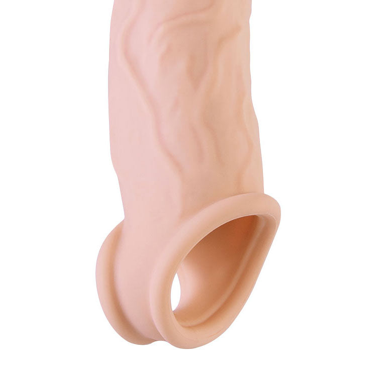 Adam & Eve ADAMS XL VIBRO-SLEEVE - Flesh 21.6 cm USB Rechargeable Vibration Penis Extender Sleeve with Remote