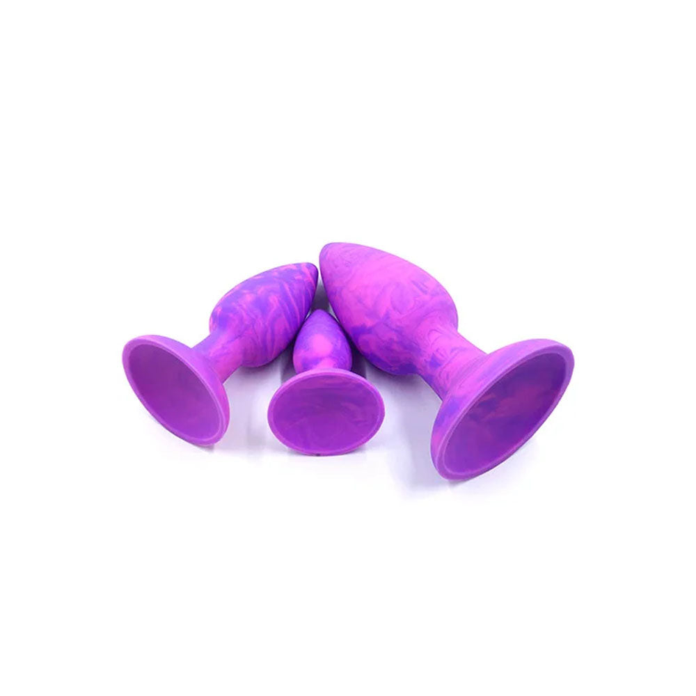 Adam & Eve COLOUR SWIRL Anal Plug Set - Purple/Pink Butt Plugs - Set of 3 Sizes - Hush Store Sydney 