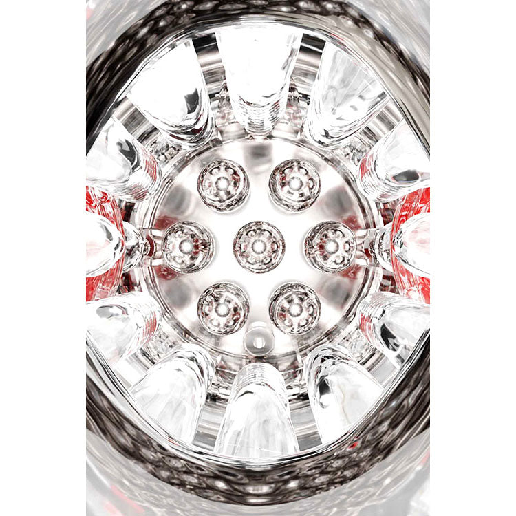 Adam & Eve PLEASURE PRO 3000 - Clear/Red USB Rechargeable Thrusting & Rotating Auto Stroker - Hush Store Sydney 