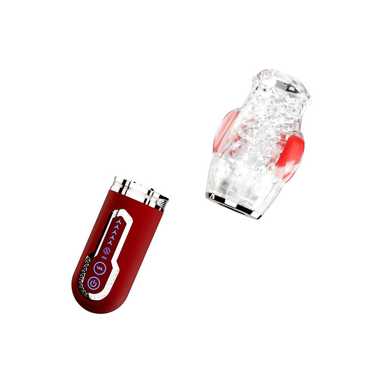 Adam & Eve PLEASURE PRO 3000 - Clear/Red USB Rechargeable Thrusting & Rotating Auto Stroker - Hush Store Sydney 