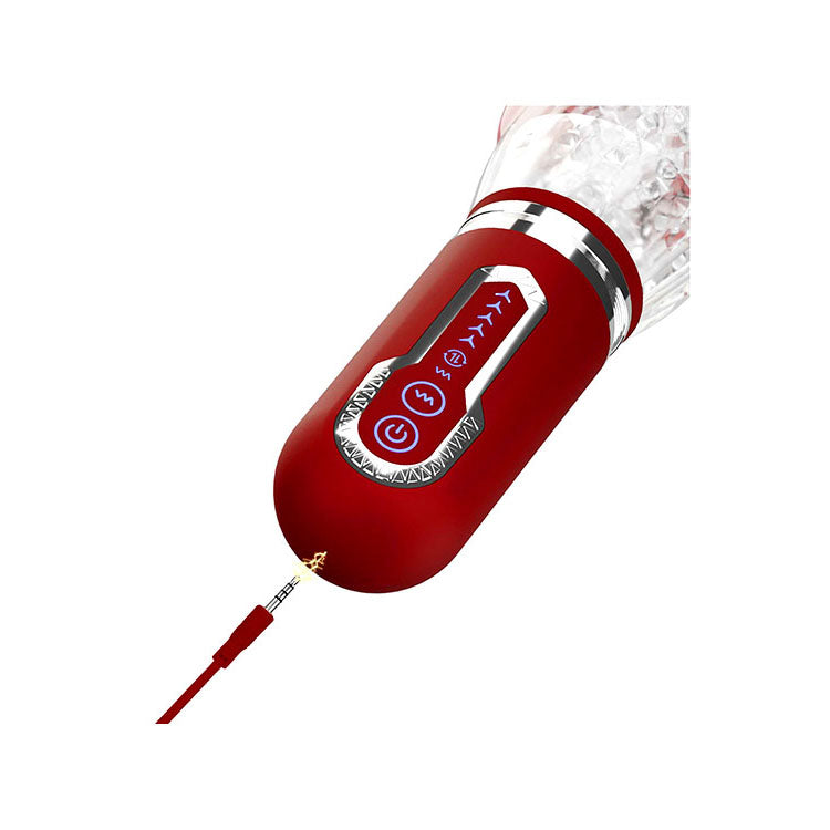 Adam & Eve PLEASURE PRO 3000 - Clear/Red USB Rechargeable Thrusting & Rotating Auto Stroker - Hush Store Sydney 