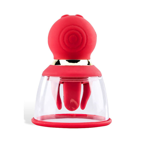 Adam & Eve SQUEEZE-N-PLEASE Pump - Red - Red USB Rechargeable Vaginal Pump with Massaging Tongue and Fingers