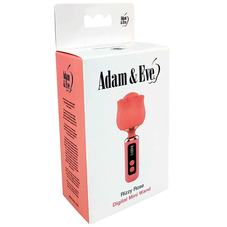 Adam & Eve RIZZY ROSE Mini Wand - Coral - Coral 12.7 cm USB Rechargeable Mini Massager Wand