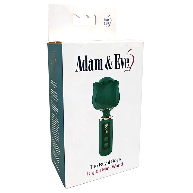 Adam & Eve THE ROYAL ROSE Mini Wand - Green - Green USB Rechargeable Mini Massager Wand