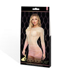 LAPDANCE Pink Dusk Long Sleeve Mini Dress - Cream/Pink - One Size