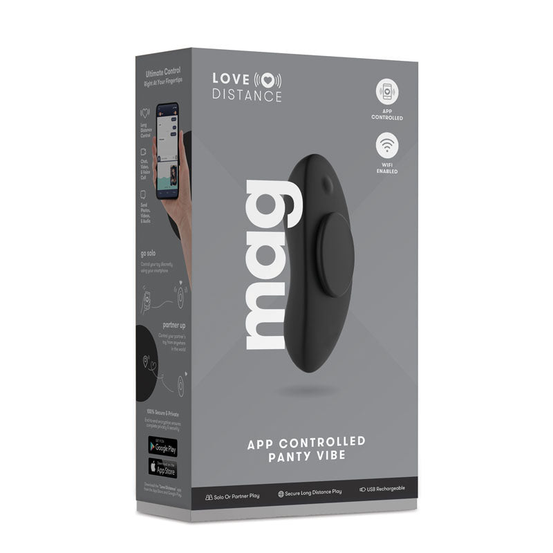 Love Distance MAG - Black Rechargeable Panty Vibrator with App Control - Hush Store Sydney 