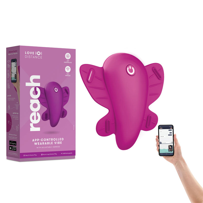 Love Distance REACH - Rose Rechargeable Strap-On Stimulator with App Control - Hush Store Sydney 