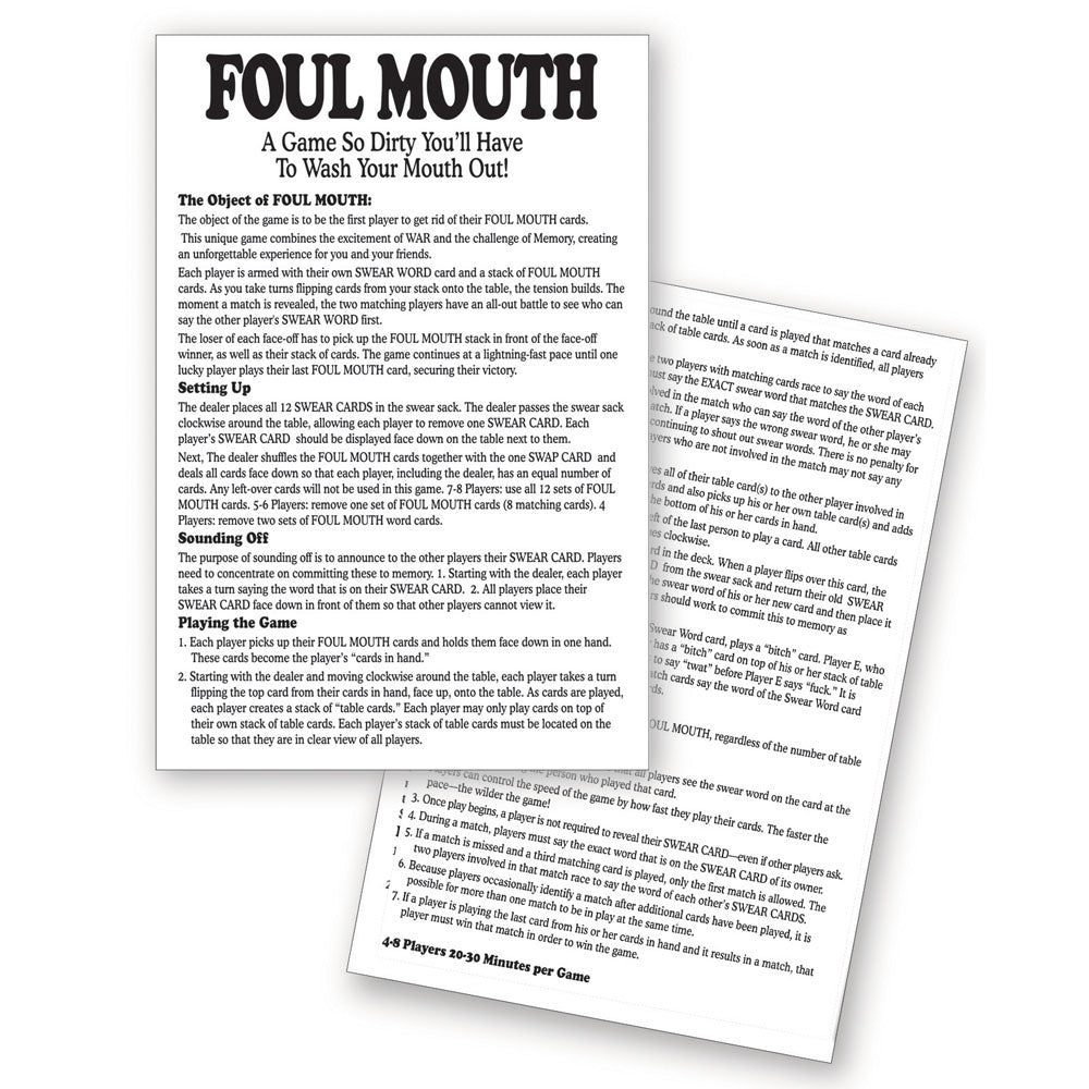 Foul Mouth - Novelty Card Game - Hush Store Sydney 