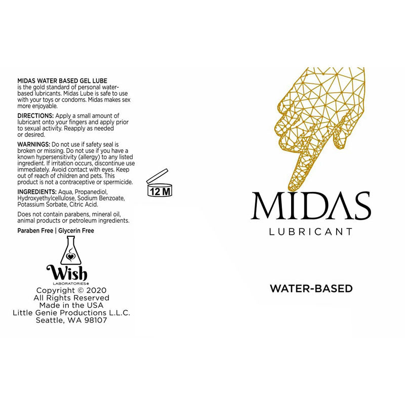 Midas Water Based Gel - Water Based Gel Lubricant - 118 ml Tube - Hush Store Sydney 