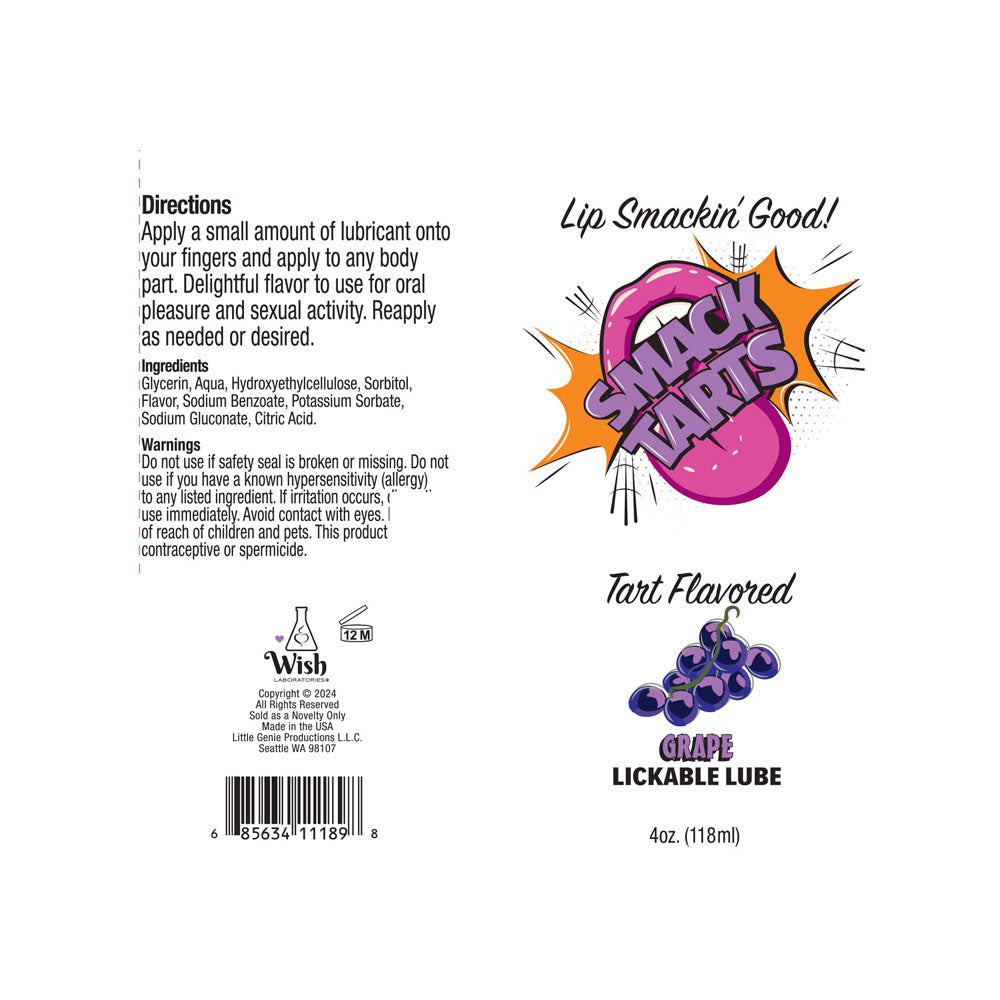 Smack Tarts - Sour Grape - Sour Grape Flavoured Lubricant - 120 ml Tube - Hush Store Sydney 