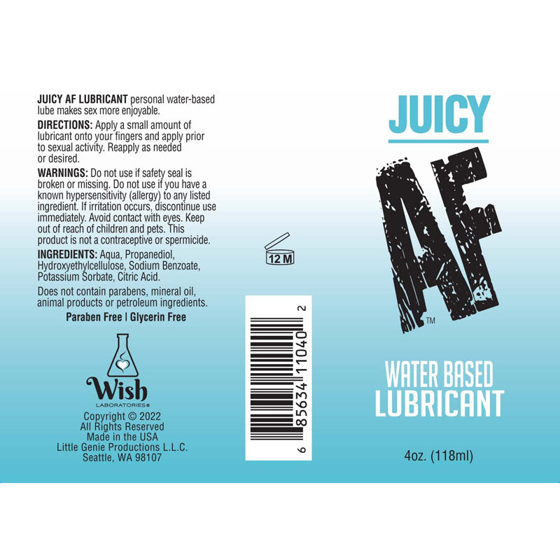 Juicy AF Water Based Lubricant - 118 ml - Water Based Lubricant - 118 ml Bottle - Hush Store Sydney 