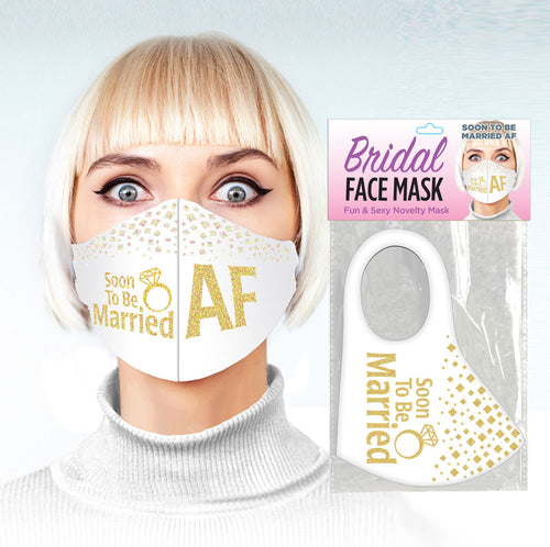 Bridal Face Mask - Soon To Be Married AF - White Novelty Mask - Hush Store Sydney 