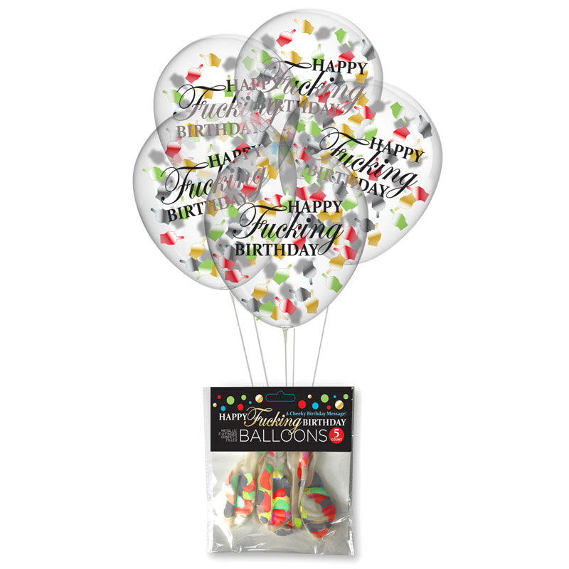 Happy Fucking Birthday Confetti Balloons - Party Balloons - Set of 5 - Hush Store Sydney 