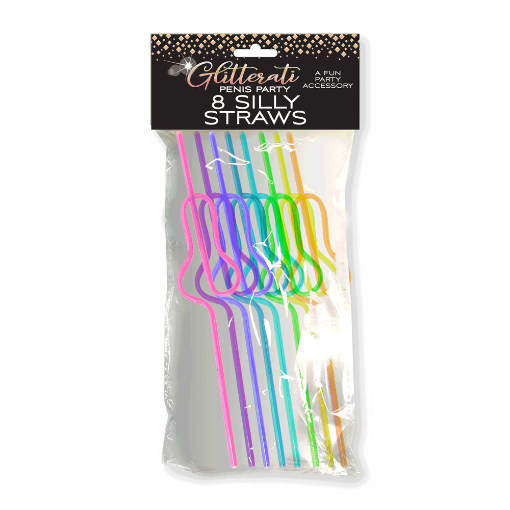Glitterati Penis Silly Straws - Coloured Hen's Party Straws - 8 Pack - Hush Store Sydney 