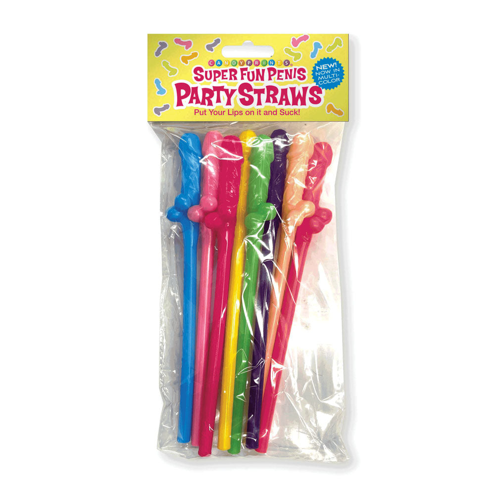 Super Fun Penis Party Straws - Coloured - Multi Coloured Dicky Straws - 8 Pack - Hush Store Sydney 