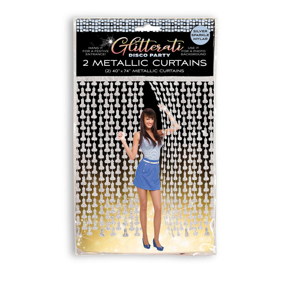 Glitterati - Penis Party Disco Metallic Curtains - Party Doorway Decoration - Set of 2 - Hush Store Sydney 