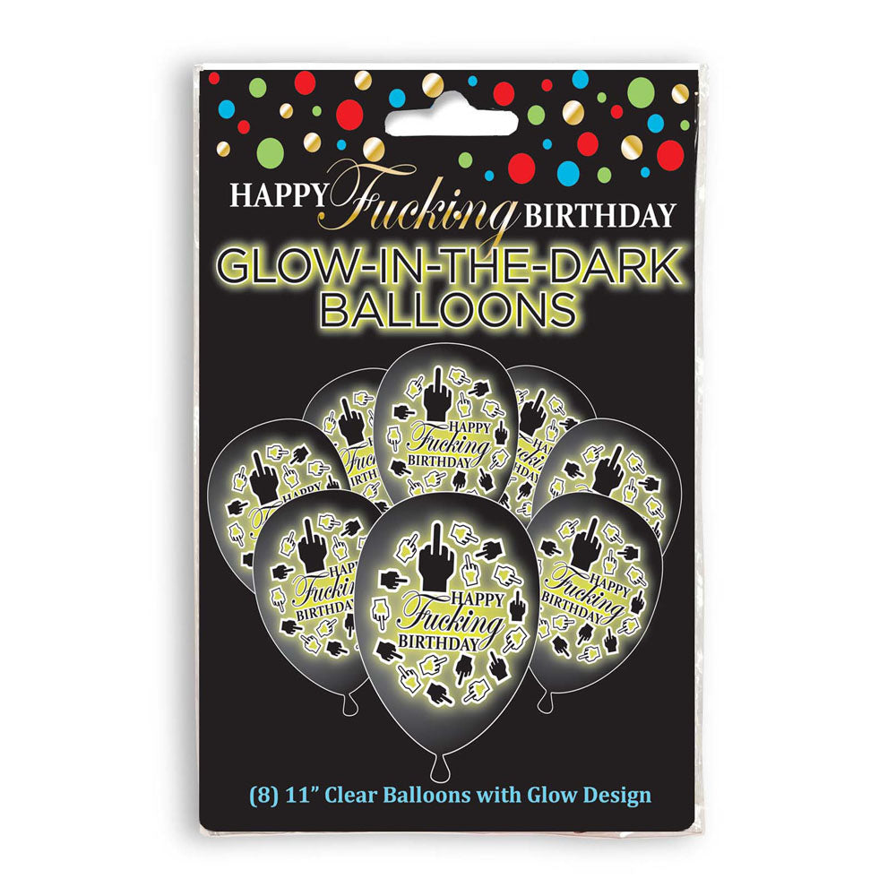 Happy Fucking Birthday Glow In The Dark Balloons - Novelty Birthday Balloons - 8 Pack - Hush Store Sydney 