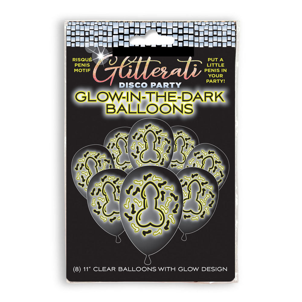 Glitterati Disco Party Glow In The Dark Balloons - Novelty Hens Party Balloons - 8 Pack - Hush Store Sydney 