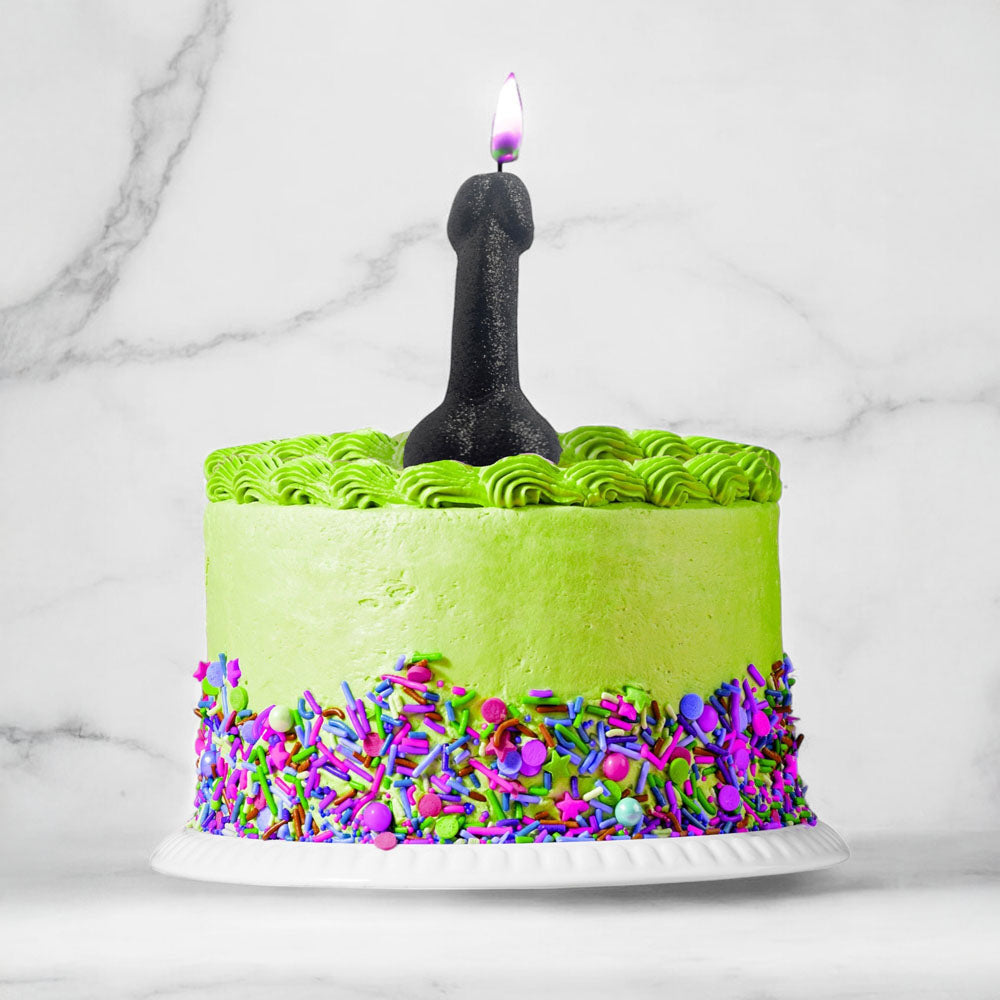 Glitterati Black Glitter Penis Candle - Black 10 cm Penis Party Candle