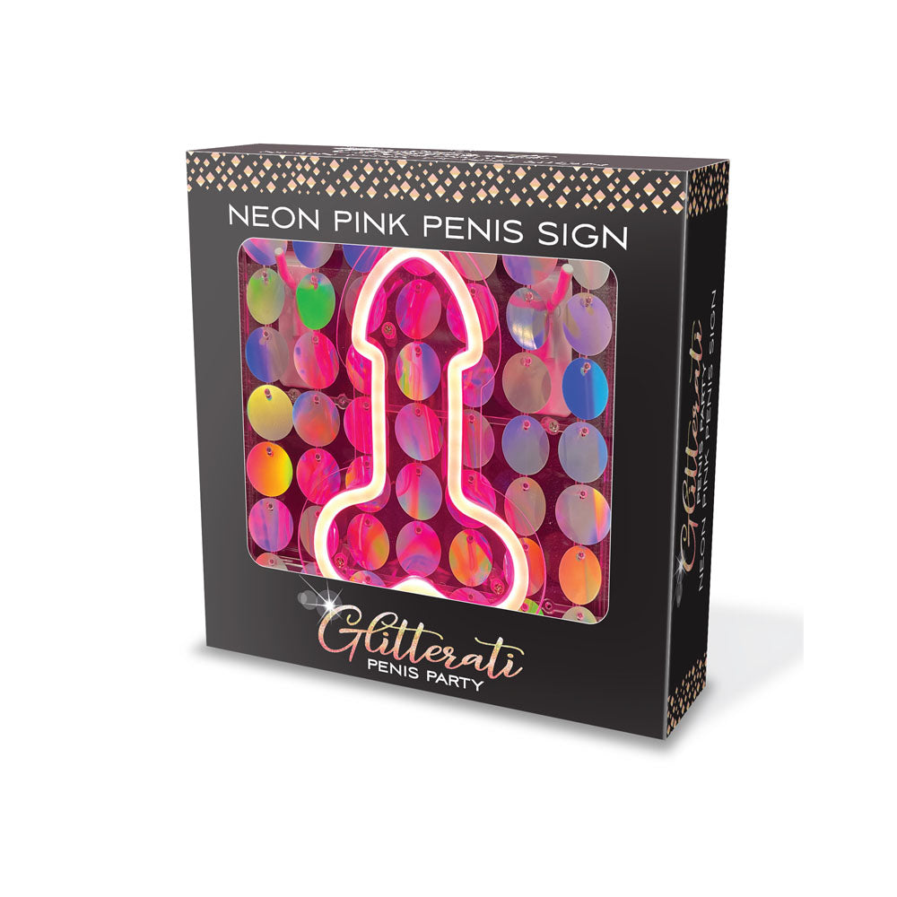 Glitterati Neon Pink Penis Sign - Novelty Neon Light - Hush Store Sydney 