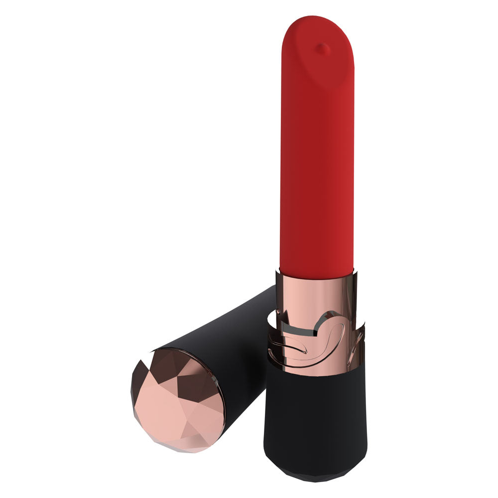 LOVELINE Dahlia - Black - Black/Red 12.5 cm USB Rechargeable Lipstick Vibrator